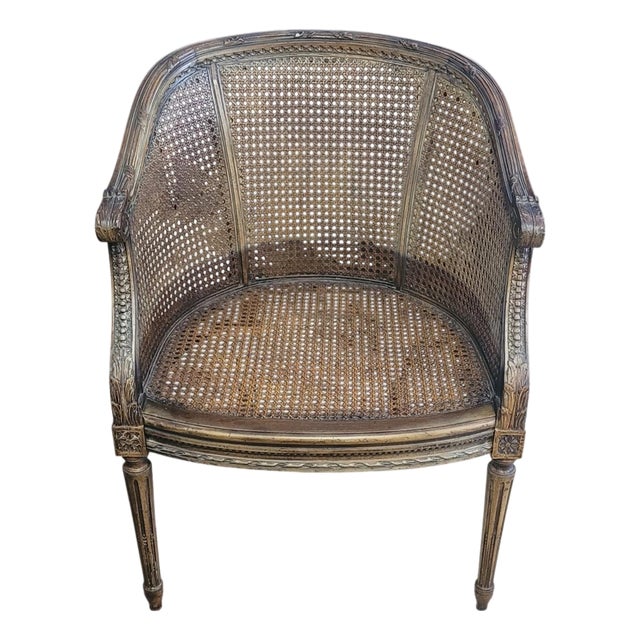 Exceptional Antique Louis XV Cane Bergere Chair For Sale