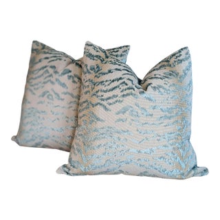 Cowtan & Tout Rajah Pillows in Celadon - Pair For Sale