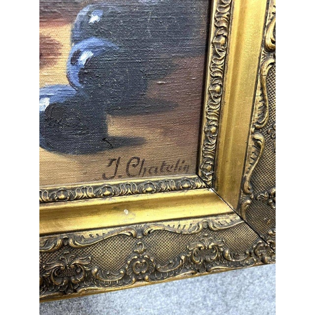 J. Chatelin: Oil on canvas still life with fruit (B) Gilt frame. Part of a pair Only one painting is signed 68 x 82 x 3 cm