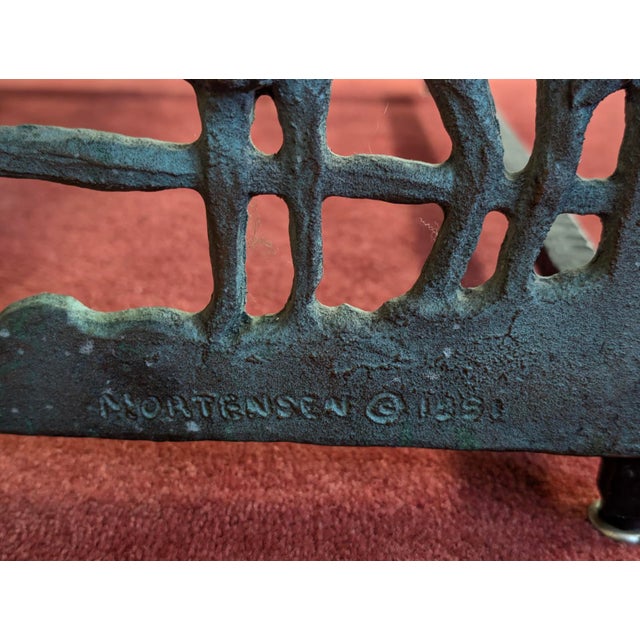 Terra Cotta John B. Mortensen Western Sculptural Stone-Top Table, Bronze Panel For Sale - Image 8 of 13