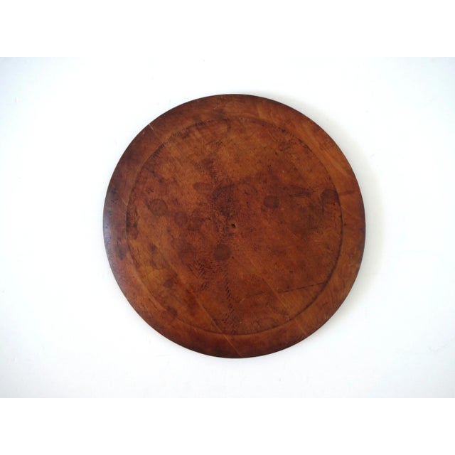 Wood Antique Art Nouveau Round Hand-Carved Bread Board With Poppies and Wheat For Sale - Image 7 of 9