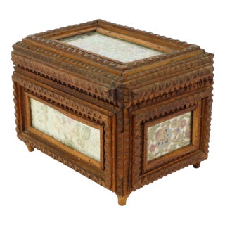 Wooden Tramp Art Box For Sale