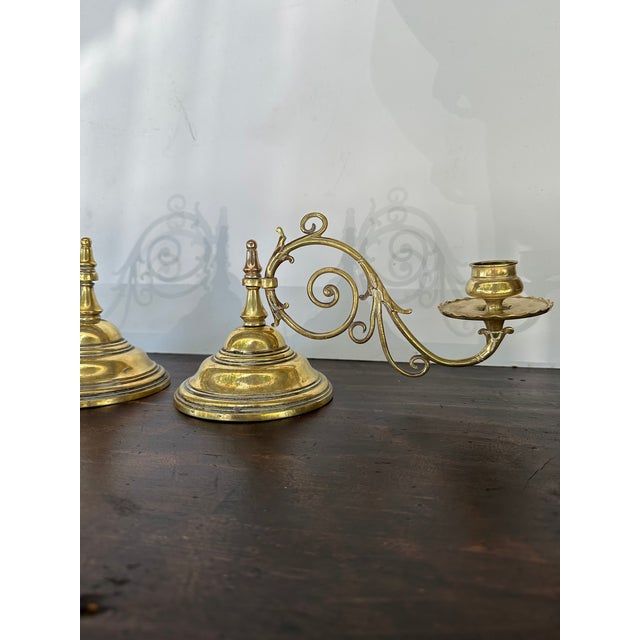 English Pair of English 19th Century Brass Piano Candleholders Signed Wt&s For Sale - Image 3 of 14