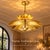 Handmade Brass Flower Ceiling Light, Floral Semi Flush Mount, Hammered Brass Chandelier, Vintage Lotus Ceiling Fixture, Art Deco Lighting For Sale - Image 13 of 18