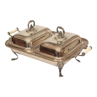 Antique Silver Plated Chafing Dish For Sale