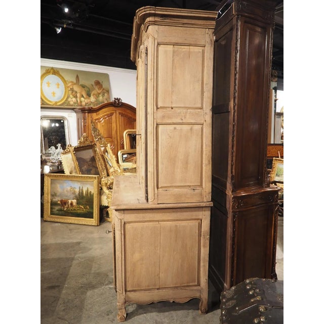 Wood Circa 1730 Bleached Oak Buffet Deux Corps From Laval, France For Sale - Image 7 of 13