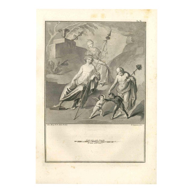 Pietro Campana, Nude, The Game of Angels and Satyrs, 18th Century, Etching For Sale
