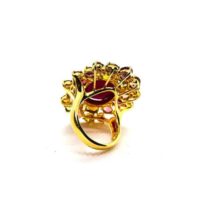 Baroque Bochic “Orient” Vintage Natural Ruby, Diamond & Multi Sapphire Ring Set In 18K G For Sale - Image 3 of 9