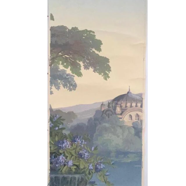 Zuber Blue & Green Hand Painted Wallpaper Panel #16 El Dorado For Sale - Image 4 of 9