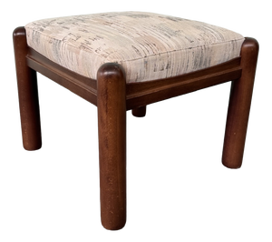 Small Vintage Upholstered Wooden Ottoman, 1970s