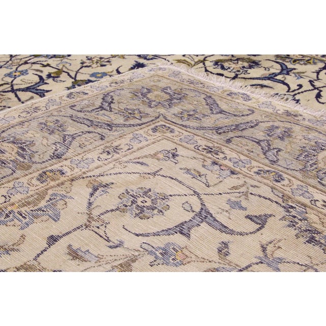 Vintage Ivory Persian Yazd Rug - 06'06 X 10'06 For Sale In Dallas - Image 6 of 6