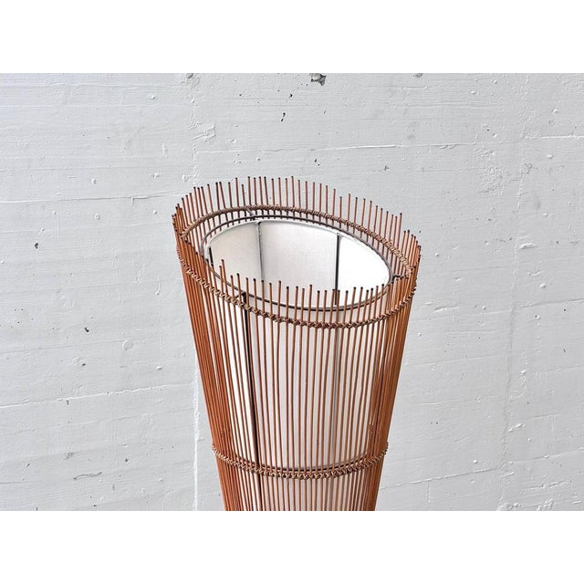 Brown French Floor Lamp in Light-Stained Rattan and Bamboo, 1960s For Sale - Image 8 of 16