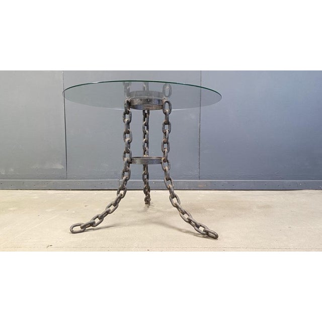 Metal Brutalist Chain Link Coffee Table with Glass, 1970s For Sale - Image 7 of 11
