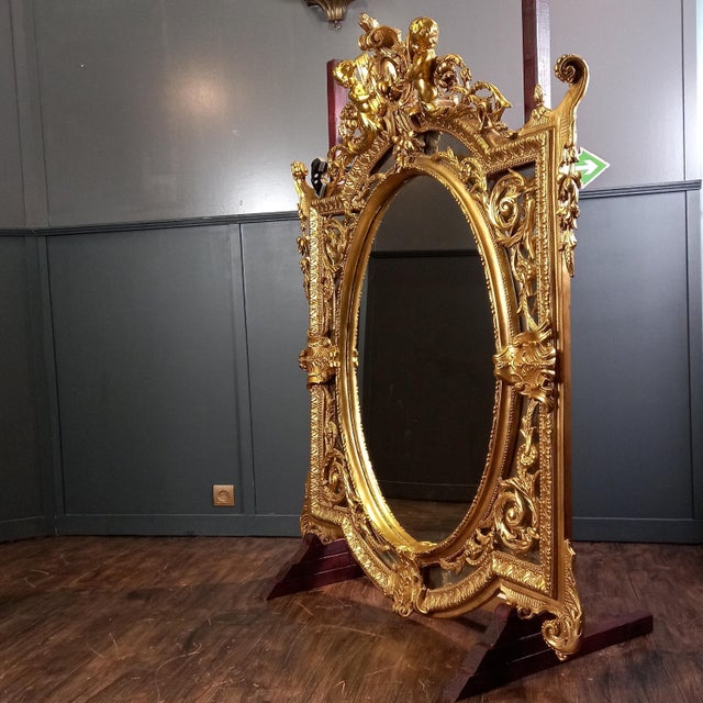 Vintage Oval Rococo Mirror, 1960s For Sale - Image 16 of 18