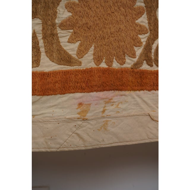 Textile Rustic Spice Tones Suzani - Uzbek Bedspread 7'5'' X 10'2'' For Sale - Image 7 of 14