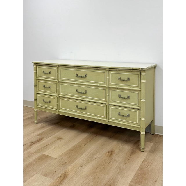 Henry Link Vintage Dresser Henry Link Green Nine Drawer Bali Hai Coastal Hollywood Regency For Sale - Image 4 of 18