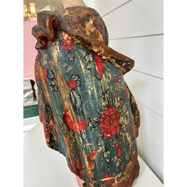 Early 19th Century 19th Century 26" Tall Portugese Virgin Mary Carved Statue For Sale - Image 5 of 12