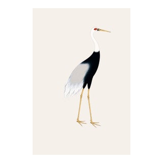 Japanese Crane Study 3, Neutral Coastal Print, 40" X 60" For Sale