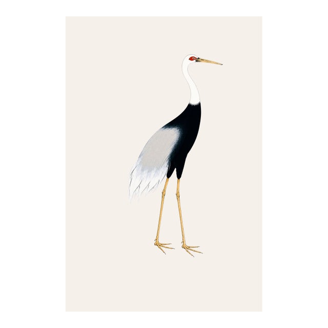Japanese Crane Study 3, Neutral Coastal Print, 40" X 60" For Sale