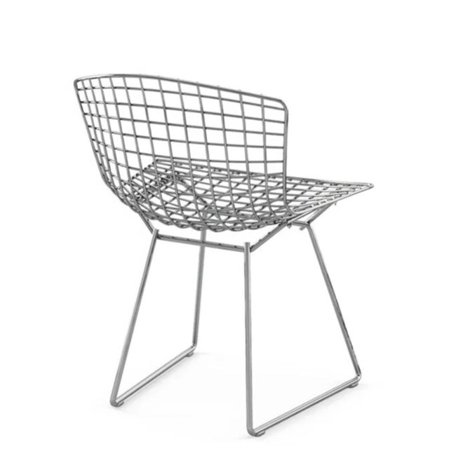 Silver Chrome Bertoia Side Chairs With Fabric Seat Pads for Knoll (Two Available) For Sale - Image 8 of 12