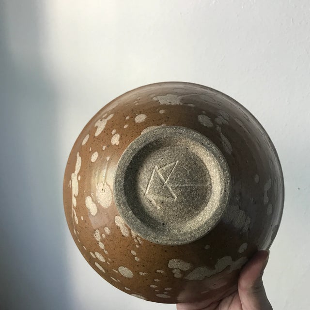 Vintage Wabi Sabi Sumi Style Pottery Bowl Signed Kr For Sale - Image 4 of 8