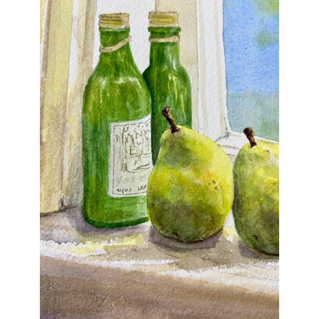 Watercolor Painting Original of “Tiny Bottles and Pears”. For Sale - Image 6 of 8