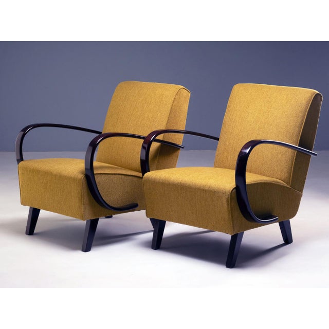 Brown H-227 Armchairs from Jindřich Halabala, 1930s, Set of 2 For Sale - Image 8 of 9