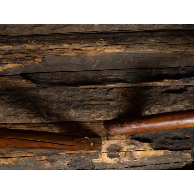 American American 1900s Rustic Pine Log Table with Straight Legs and Side Stretchers For Sale - Image 3 of 11