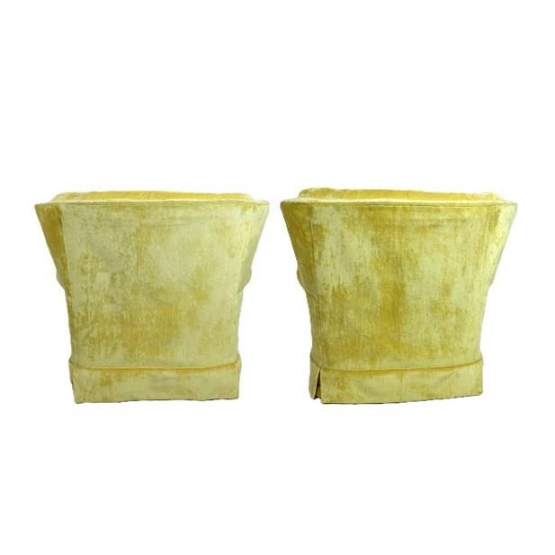 1960s Vintage Sunshine Daffodil Yellow Velvet Lounge Chairs - A Pair For Sale - Image 5 of 13