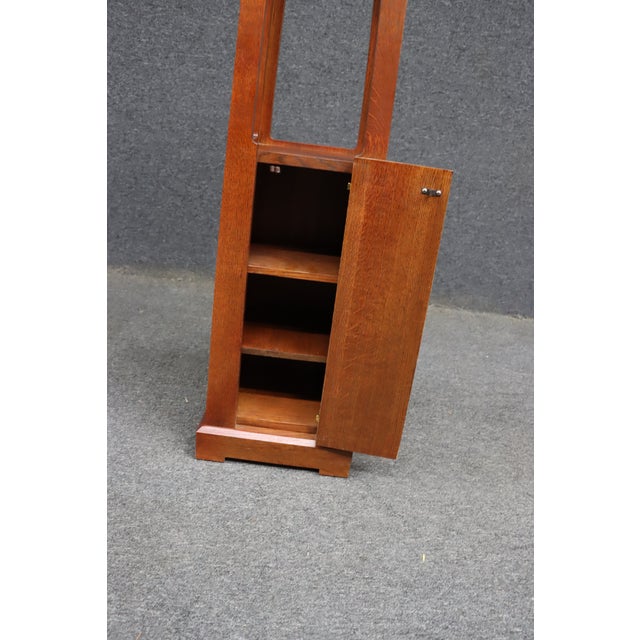 Stickley Quarter Sawn Oak Lighted Display Pedestal Cabinet For Sale - Image 11 of 14