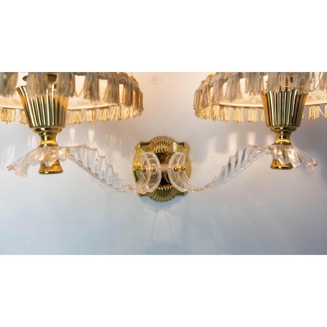 Louis XV Brass and Resin Double Sconces with Lampshades, 1960s, Set of 2 For Sale - Image 9 of 15
