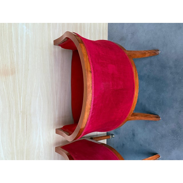 Mid 20th Century Mid 20th Century French Club Chairs in Red Velvet Upholstery For Sale - Image 5 of 18