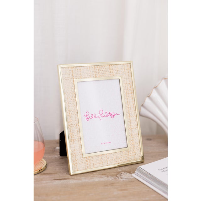 Transitional Raffia & Gold 4x6 Picture Frame For Sale - Image 3 of 6