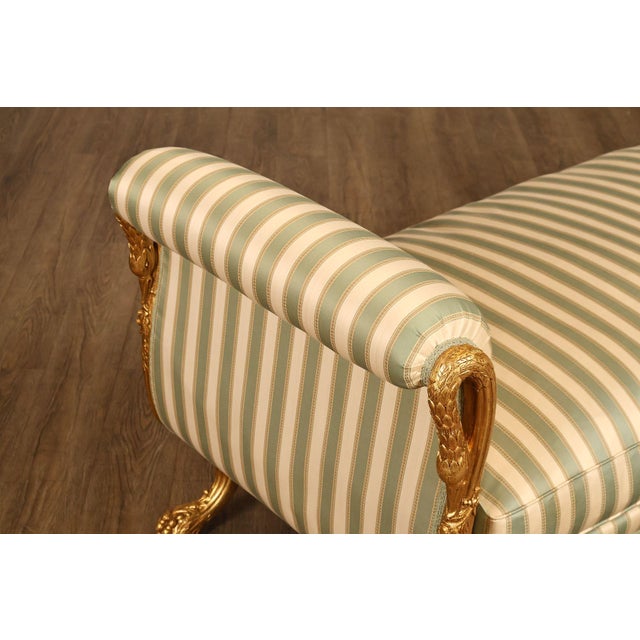 Gold Quality Empire Style Swan Carved Giltwood Upholstered Bench For Sale - Image 8 of 18