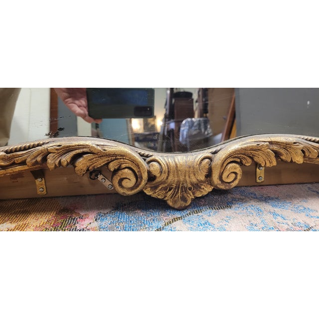 Wood 1920s Antique Gilt Rococo Mantel Mirror For Sale - Image 7 of 11