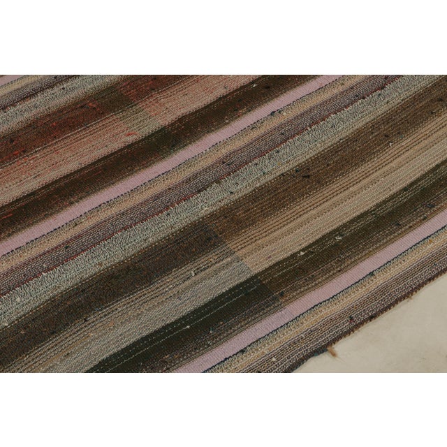 1950s Handwoven Vintage Turkish Kilim Rug in Polychromatic Striped Pattern For Sale - Image 5 of 7