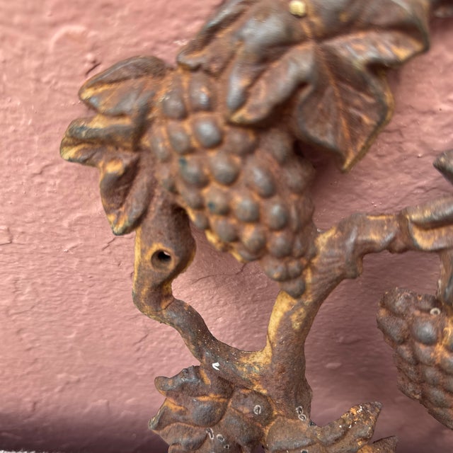 Traditional Vintage Cast Iron Bird on Grapevine Wall Mounted Garden Bird Feeder/Decor For Sale - Image 3 of 9