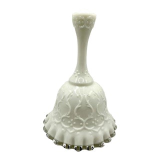 Vintage Fenton Silver Crest Spanish Lace Milk Glass Bell For Sale