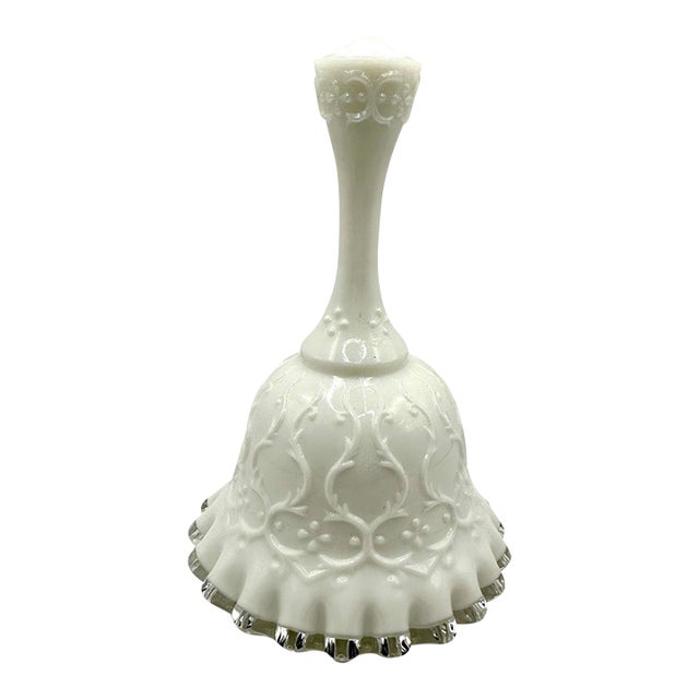 Vintage Fenton Silver Crest Spanish Lace Milk Glass Bell For Sale