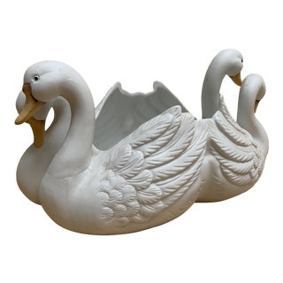 Vintage Large Textural Swan Planter For Sale