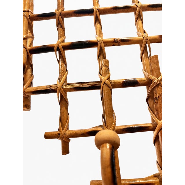 Vintage Burnt Bamboo French Style Wall Coat Rack With 4 Hooks For Sale In Salt Lake City - Image 6 of 6