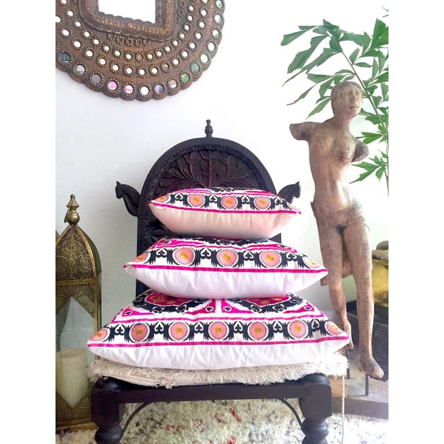 2010s Swati Embroidered Suzani Pillow 20" X 20" For Sale - Image 5 of 7