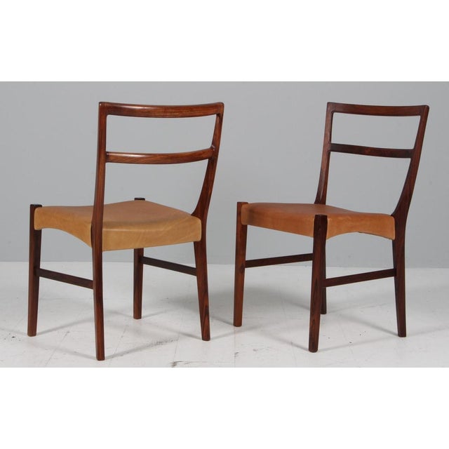 Dining Chairs in Rosewood and Leather Upholstery attributed to Johannes Andersen For Sale - Image 6 of 7