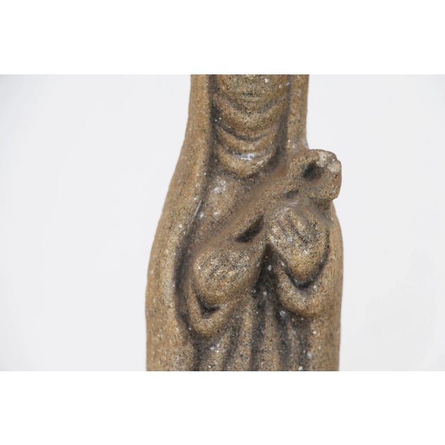 Late 19th Century Carved Granite Holy Mary With Baby Jesus Figurine For Sale - Image 11 of 13