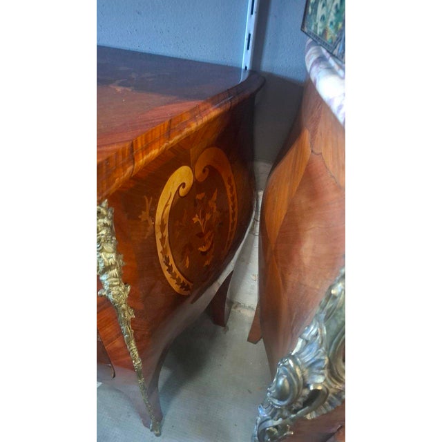 Vintage Louis XV Style Marquetry Commode, 1970 For Sale - Image 4 of 9