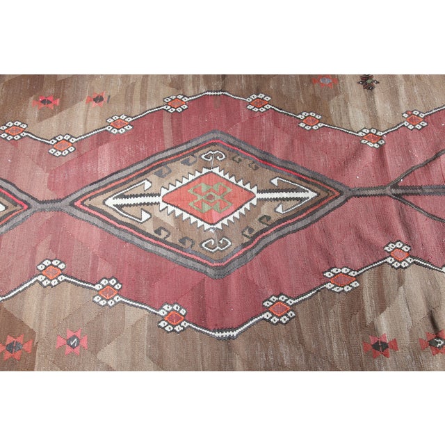 Decorative Vintage Kars Kilim With Central Medallions – Handwoven Tribal Flatweave From Eastern Anatolia -5' 3'' X 10' 8'' For Sale - Image 9 of 12