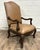 This is a stunning Marge Carson for Designer’s Mark Louis XV style carved high back leather armchair, occasional chair, or...