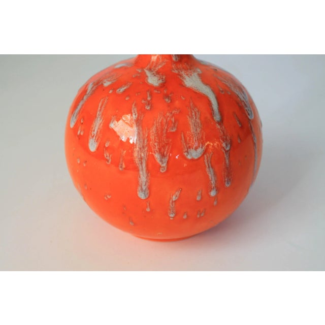 Mid-Century Orange Studio Art Drip Glaze Pottery Bottle Vase For Sale In Milwaukee - Image 6 of 7