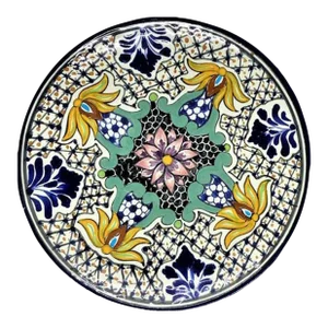 Puebla Mexican Talavera Decorative Plate by Ansar - Late 20th Century