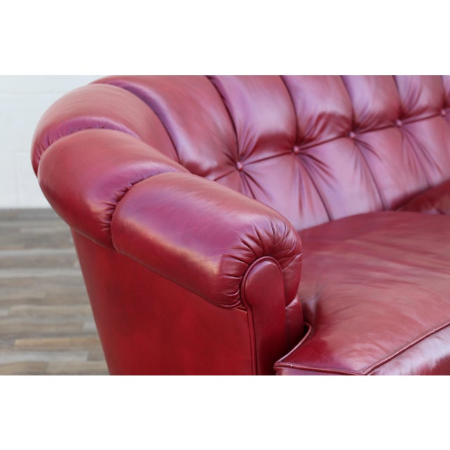 Monteverdi-Young Mid-Century Modern Tufted Ruby Red Leather Sofa, 1973 For Sale - Image 9 of 18